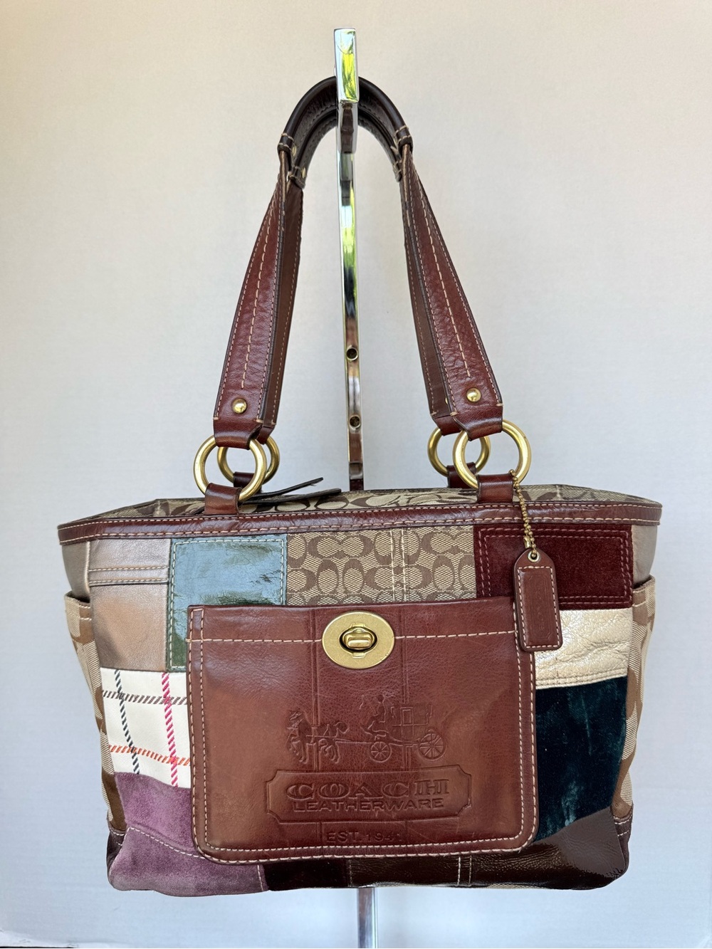 Vintage  Coach Gallery Holiday Patchwork Shoulder Bag Y2K